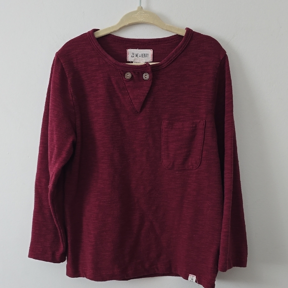ME & HENRY Boys Burgundy Long Sleeve Shirt 4-5 yrs